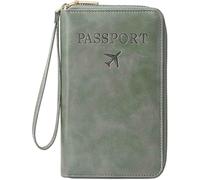 LIFECOSM Rowgins Multi-Functional RFID Passport Wallet, Passport Holder for Travel Essentials, Secure Id Card Organizer with Anti-Theft Protection for Women and Men (green)