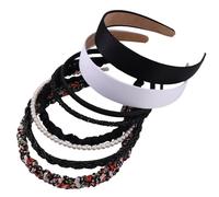LifeDawn 8 cerchietti per capelli da donna, diversi modelli, alla moda, graziosi, alla moda, antiscivolo, con perle, per ragazze, fascia larga, accessori per capelli, colore nero