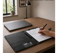 Lifegogo - Portablocco in pelle PU formato A4, con coperchio, impermeabile, con blocco per scrivere, scomparti per documenti, portapenne, chiusura magnetica, cartella per conferenze per ufficio