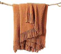 lifein Coperta per divano, morbida coperta in ciniglia lavorata a maglia, in stile bohémien, piccola, leggera, per l'estate, per donna, sedia, divano, decorazione per la casa (arancione ruggine, 127 x