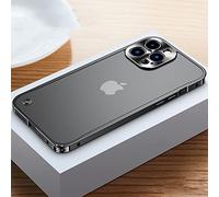 LIFEKA Custodia con struttura in metallo placcato di lusso per iPhone 11 12 13 14 Pro Max 12 13 Mini 14Plus Custodie per telefono con piastra posteriore in acrilico satinato,Nero 1,Per iPhone 11