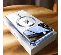 LIFEKA Custodia di ricarica wireless magnetica trasparente con finestra grande per iPhone 14 Pro Max 13 12 11 Plus Cover protettiva per obiettivo, Sierra Blue, per iPhone 14 ProMax