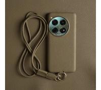LIFEKA Custodia in pelle di lusso per Oneplus 13 12 10Pro 11R 9Pro 10T 12R con tracolla e cordino, colore cachi, per OnePlus Ace 3
