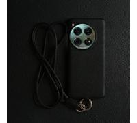 LIFEKA Custodia in pelle di lusso per OnePlus 13 12 10Pro 11R 9Pro 10T 12R con tracolla e cordino, nera, per OnePlus Ace 2V
