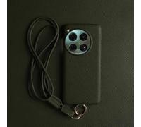 LIFEKA Custodia in pelle di lusso per Oneplus 13 12 10Pro 11R 9Pro 10T 12R con tracolla e cordino, verde militare, per Oneplus 12