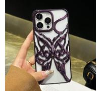 LIFEKA Custodia per telefono con placcatura a farfalla cava per iPhone 16, 15, 14 Plus, 13, 12 Pro Max, 11, 16E, antiurto, in morbido TPU, viola, per iPhone 14