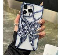 LIFEKA Custodia per telefono con placcatura a farfalla cava per iPhone 16, 15, 14 Plus, 13, 12 Pro Max, 11, 16E, antiurto, in morbido TPU, blu, per iPhone 13Pro Max