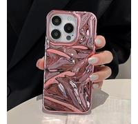 LIFEKA Custodia per telefono di lusso in metallo galvanico argentato 3D antirughe per iPhone 16, 15, 14, 13, 11, 12 Pro Max, antiurto, con effetto acqua viola, rosa, per iPhone 16Pro Max