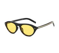 LIFEKA Occhiali da sole cat-eye alla moda per donna, montatura piccola vintage, lenti sfumate UV400, occhiali da sole da guida retrò hip hop (nero giallo)