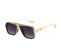 LIFEKA Occhiali da sole quadrati in metallo alla moda per uomo, stile punk personalizzato, ideali per la guida, con protezione UV (doppio grigio)