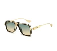 LIFEKA Occhiali da sole quadrati in metallo alla moda per uomo, stile punk personalizzato, ideali per la guida, con protezione UV (verde e giallo)