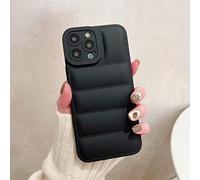 LIFEKA Piumino in pelle di lusso The Puffer Phone Case per iPhone 14 13 12 11 Pro Xs Max X Xr 7 8 Puls SE Cover antiurto color caramella, nero, per iPhone 14