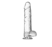 Lifelike Lover Luxe Dildo realistico con ventosa, 20 cm, con cristalli, trasparente, L