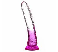 Lifelike Lover Luxe Dildo realistico - Dildo con ventosa da 21 cm, dildo curvo che cambia colore, L viola trasparente