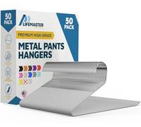 Lifemaster Set di 50 grucce in metallo per pantaloni, eleganti, antiscivolo, salvaspazio, per pantaloni, coperte e jeans, con estremità aperta, design elegante, colore: bianco