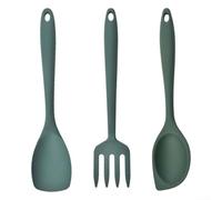 LifenaviStore Set di 3 utensili da cucina in silicone, 3 pezzi, cucchiaio e forchetta, facili da pulire e di lunga durata