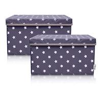 LIFENEY Set di 2 contenitori per bambini (37 x 25 x 21 cm), cestino portaoggetti per cameretta dei bambini e salotti (stella antracite)