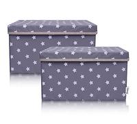 LIFENEY Set di 2 contenitori per bambini (37 x 25 x 21 cm), cestino portaoggetti per cameretta dei bambini e salotto (stella grigio scuro)