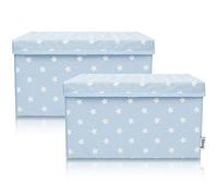 LIFENEY Set di 2 contenitori per bambini (37 x 25 x 21 cm), cestino portaoggetti per cameretta dei bambini e salotti (stella azzurra)