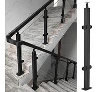 LIFENGFF Palo per ringhiera in Vetro per Scale Interne in Acciaio Inossidabile Nero, di ringhiere per terrazze Pali con Kit Completo per gradini Esterni/Ville Balcone/Scala