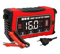 LiFePO4 - Caricabatteria da auto da 16 A, 6 V/12 V/24 V, con display LCD, compensazione della temperatura, modalità di riparazione per batterie auto, auto, barche