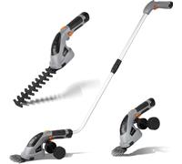 LIFERUN Cesoia per Erba a Batteria 7,2V2000mAh,Tagliasiepi a batteria 2in1 | Forbici per erba con Manico Telescopico, Taglia bordi, Impugnatura Rotante 180°, Per Siepi, Giardino, Prato, Cespugli, Grigio