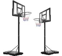 LIFERUN Cestino da basket per esterni, altezza regolabile da 230 a 305 cm, supporto da basket con parete posteriore da 110 x 75 cm, per adulti uso in cortili, giardini, garage (Nero)