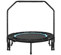 LIFERUN Piccolo trampolino da interno da 101 cm, mini trampolino fitness per adulti, carico massimo 150 kg, con manico regolabile, per allenamento cardio a casa, blu