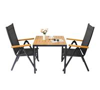 LIFERUN Set di 3 mobili da giardino in alluminio, set da balcone, 2 sedie, 1 tavolo, tavolo da giardino in WPC + 2 sedie da giardino pieghevoli, resistenti alle intemperie, in alluminio, per verande