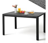 LIFERUN Tavolo da Giardino Rettangolare 4-6 Persone in PE Rattan e Metallo, 119x74 cm, Tavolo da Pranzo Esterno, Resistente alle Intemperie per Terrazza Balcone, Facile da Pulire,Grigio,4 PCS Gambe