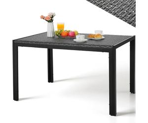 LIFERUN Tavolo da Giardino Rettangolare 4-6 Persone in PE Rattan e Metallo, 119x74 cm, Tavolo da Pranzo Esterno, Resistente alle Intemperie per Terrazza Balcone, Facile da Pulire,Grigio,4 PCS Gambe