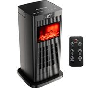 LIFERUN Termoventilatore a risparmio energetico da 1500 W, con luce camino 3D, riscaldamento PTC, modalità inverter ECO, timer, riscaldamento elettrico oscillante a 90°, protezione da surriscaldamento