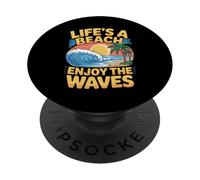 Life's A Beach Enjoy The Waves Vacanze estive - PopSockets PopGrip Adesivo