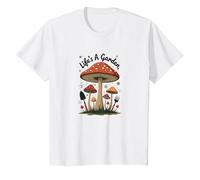 Life's A Garden - Fungo Stravagante Regalo per Amanti della Natura Maglietta, Bambini, Bianco, 6 Anni