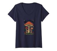 Life's A Garden - Fungo Stravagante Regalo per Amanti della Natura Maglietta con Collo a V, Donna, Navy, L
