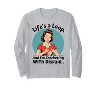 Life's a Loop Crochet With Despair Meme Citazione in stile retrò Maglia a Manica