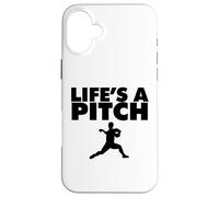 Life's a Pitch Funny Baseball Pitcher Life's a Pitch Custodia per iPhone 16 Plus