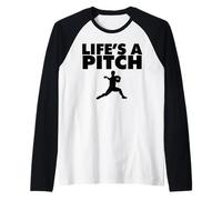 Life's a Pitch Funny Baseball Pitcher Life's a Pitch Maglia con Maniche Raglan