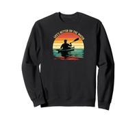 Life's Better On The Water Kayaking Retro Sunset Felpa