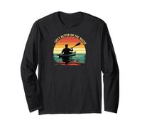 Life's Better On The Water Kayaking Retro Sunset Maglia a Manica