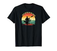 Life's Better On The Water Kayaking Retro Sunset Maglietta