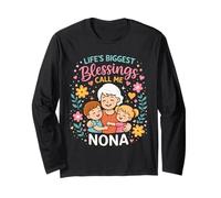 Life's Biggest Blessings Call Me Nona Italian Grandma Maglia a Manica