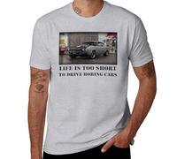 Life's Too Short to Drive Boring Cars - T-shirt classica da uomo con grafica Muscle Car, Stile grigio, 6XL
