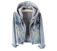 LifeShe Giacca in denim con cappuccio staccabile casual da donna, A-light Blue, Large