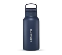 LifeStraw Go Series - Borraccia isolata in acciaio inox con filtro acqua per viaggi e uso quotidiano. Rimuove batteri, parassiti e microplastiche, migliora il sapore, 1l, Aegean Sea (blu)