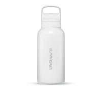 LifeStraw Go Series - Borraccia isolata in acciaio inox con filtro acqua per viaggi e uso quotidiano. Rimuove batteri, parassiti e microplastiche, migliora il sapore, 1l, Polar White (bianco)