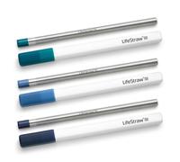 LifeStraw Sip 3-Pack, Cannucce filtranti riutilizzabili in acciaio inossidabile con 3 custodie, elimina microplastica, batteri e parassiti per viaggi e uso quotidiano