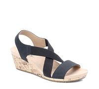 LifeStride Women's Mexico Wedge Sandal, Black, 6.5 W US