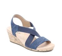 LifeStride Womens^Women's Mexico Wedge Sandal, Washed Navy, 6 W US
