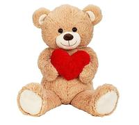 Lifestyle & More Orso gigante di peluche XL100 cm grande marrone con cuore orso di peluche morbido - da amare